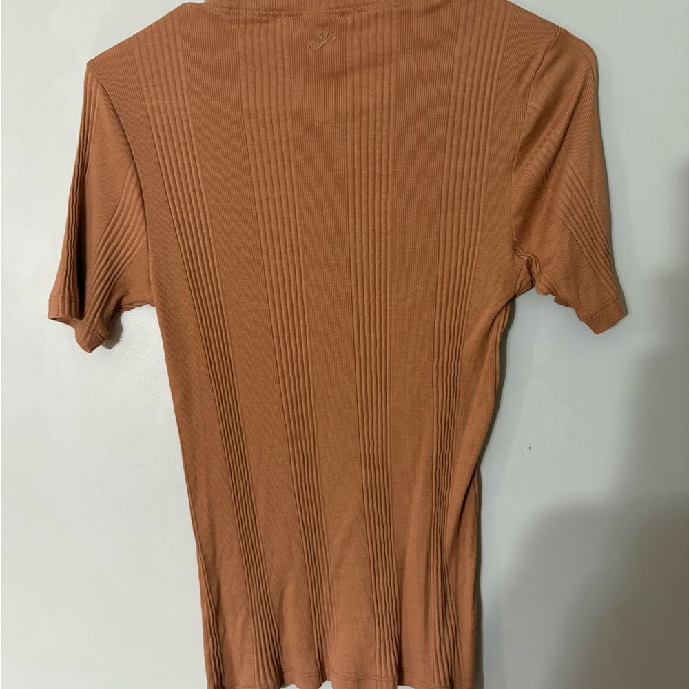 Pink Ribbed Tan Women's Top - Picture 4 of 4
